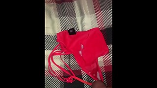 Cumshot on my wifea€™s panties
