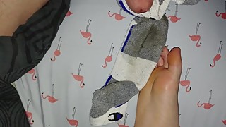 Cum on sleepy wifes champion socks