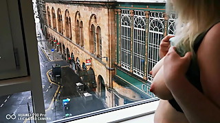 flashing from glasgow hotel window