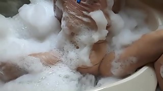 Wife bubble bath,enjoys spa jet