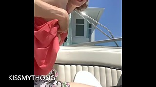 Hotwife Vacuums Boat Outdoors to Let You Look Up Her Shorts
