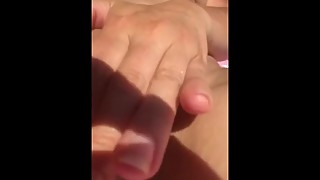 Horny Wife Masturbates while Nude Sunbathing Poolside