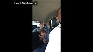 Wife sucks off big dick friend in backseat