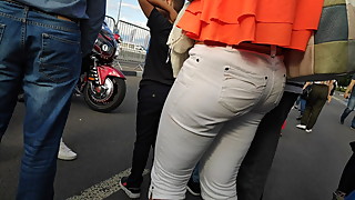 Candid ass milfs in tight white pants